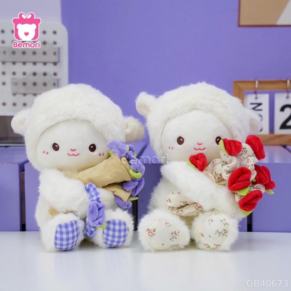 Cừu Bông Đội Mũ Ôm Hoa