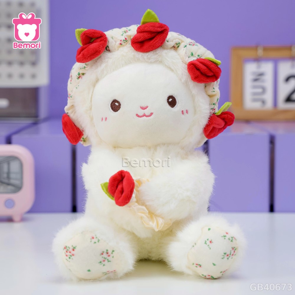 Cừu Bông Đội Mũ Ôm Hoa