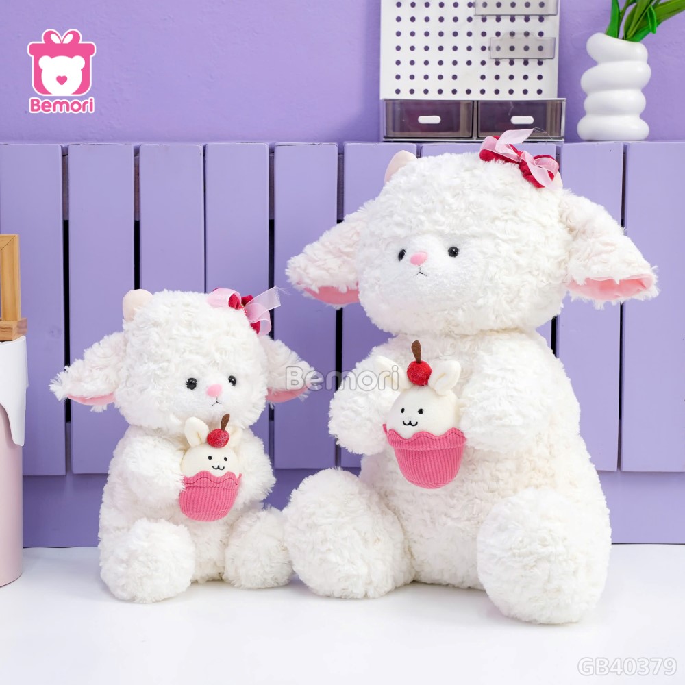 Cừu Bông Trắng Ôm Bánh