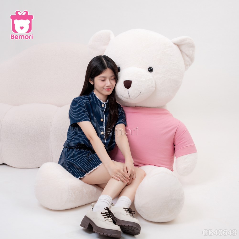 Gấu Bông Lông Thỏ Áo Cotton Khổng Lồ