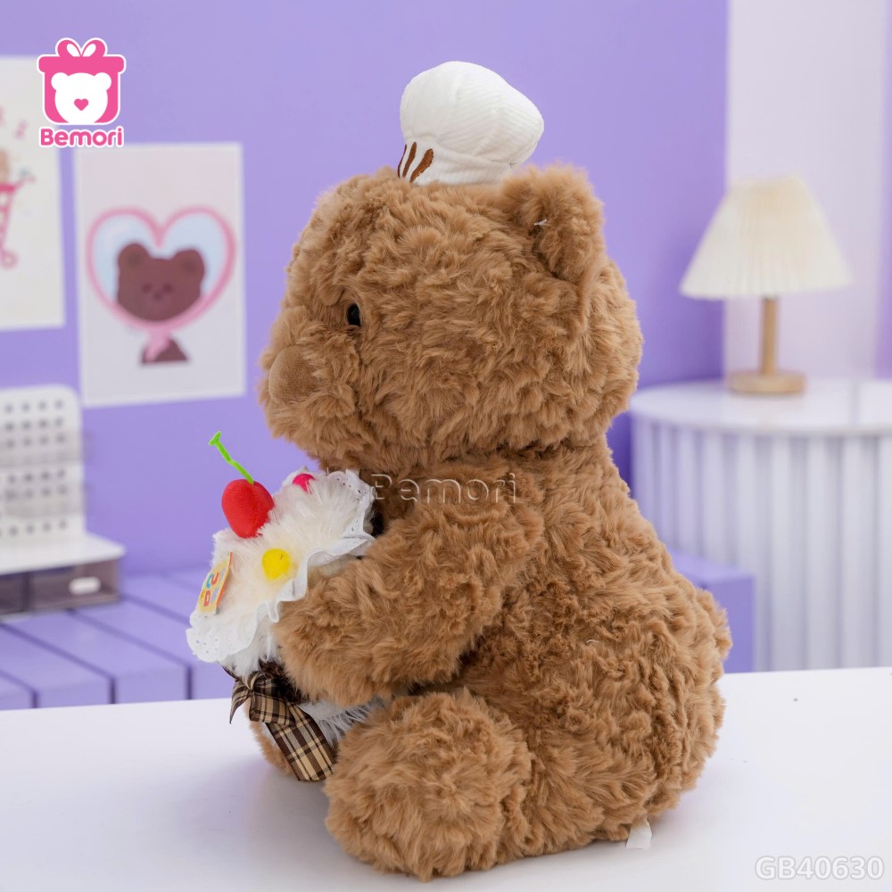 Gấu Bông Đầu Bếp Ôm Bánh Kem