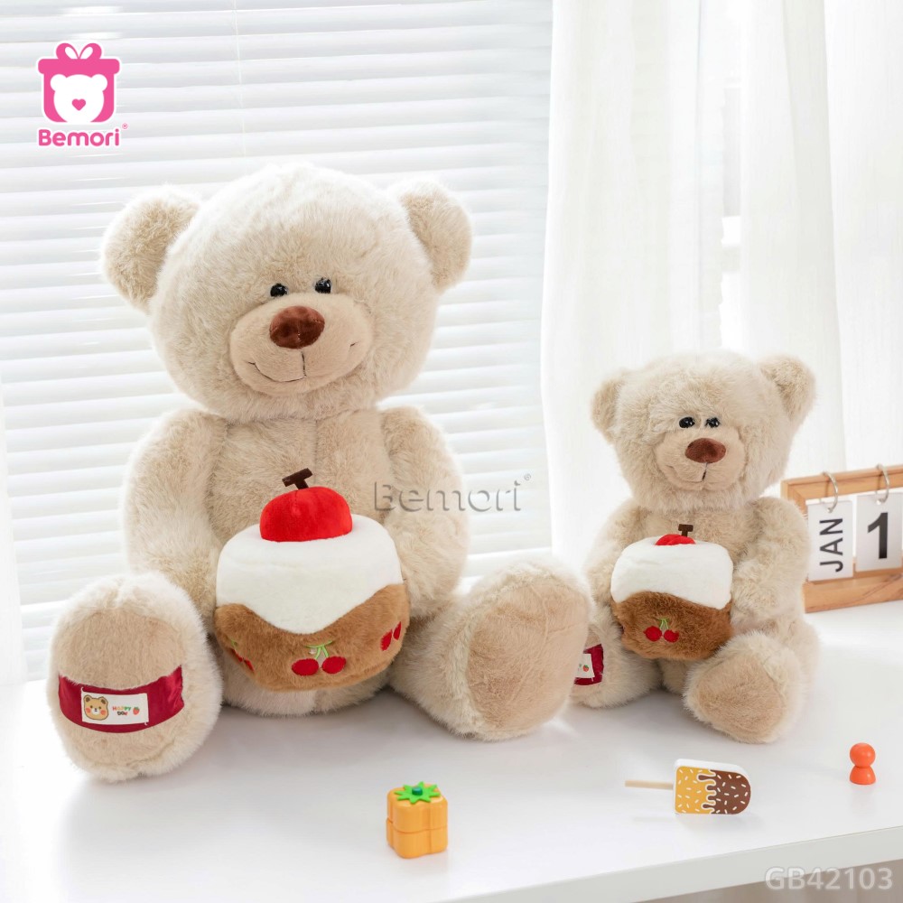 Gấu Bông Lông Tiểu Kim Ôm Bánh