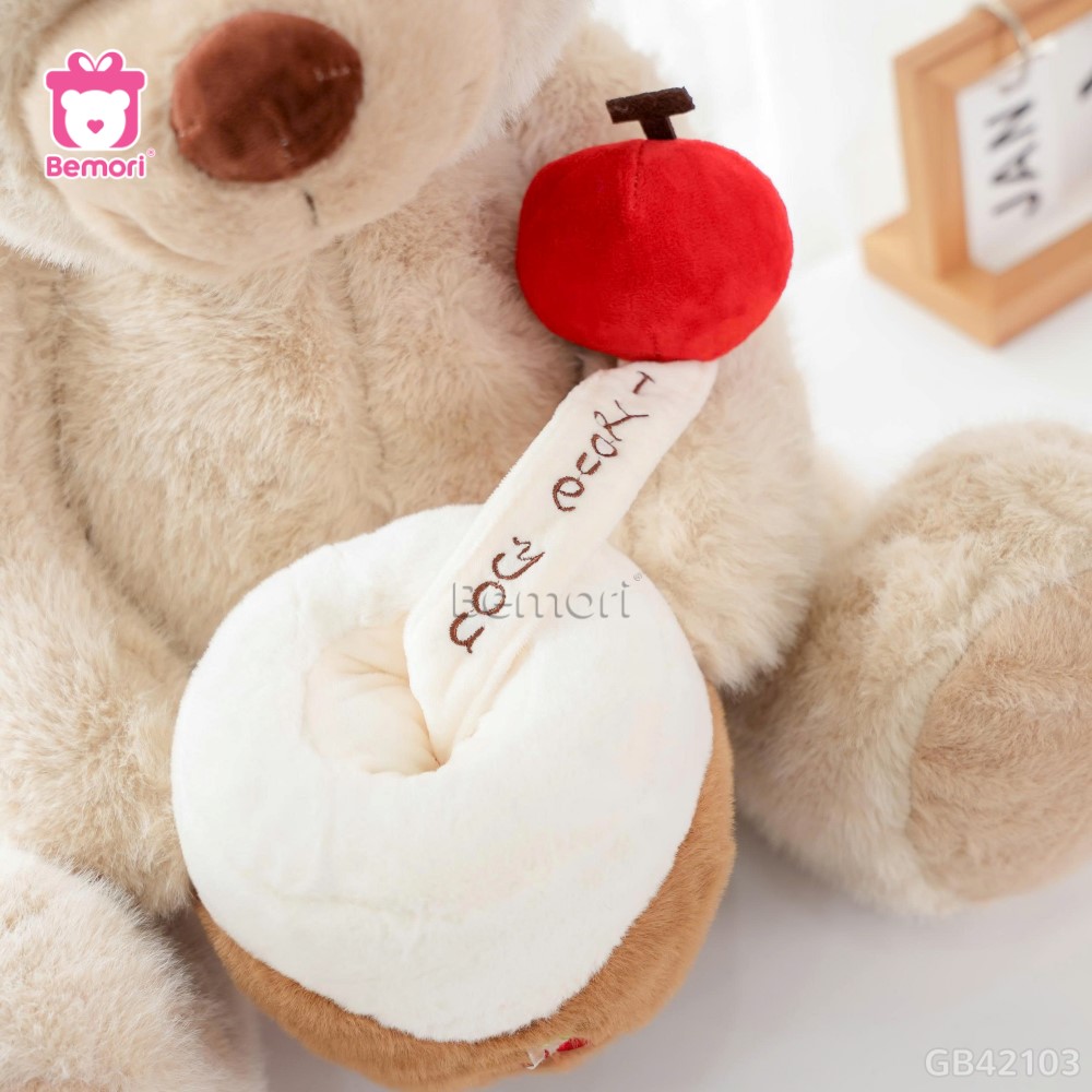 Gấu Bông Lông Tiểu Kim Ôm Bánh