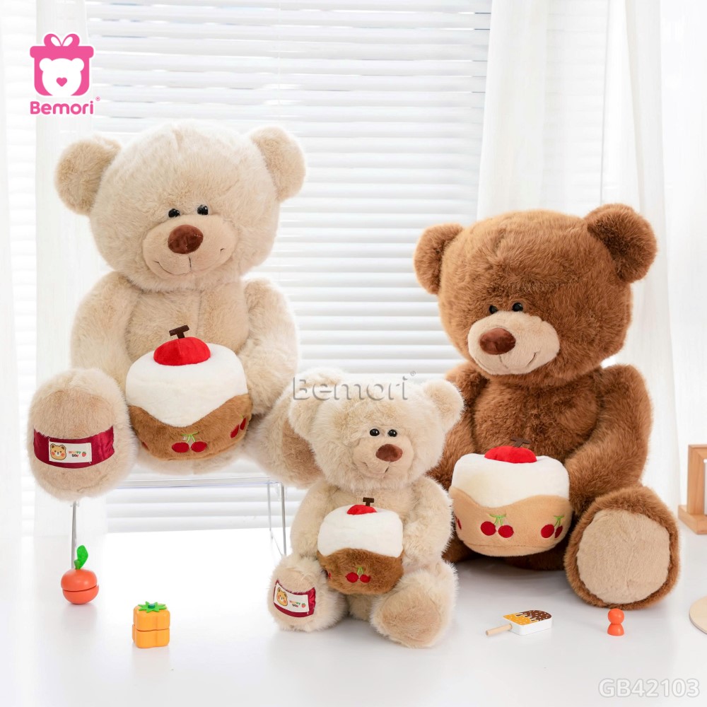 Gấu Bông Lông Tiểu Kim Ôm Bánh
