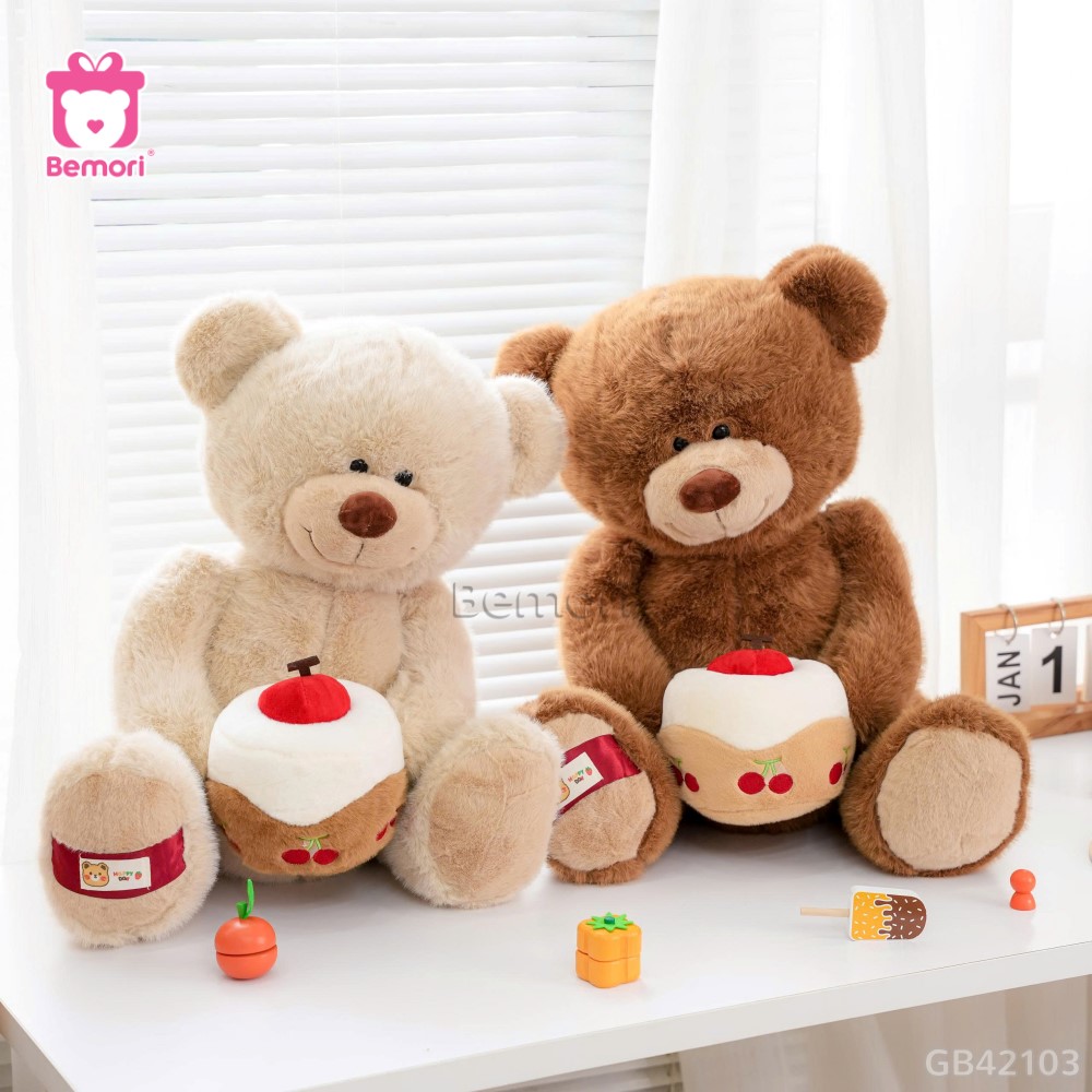 Gấu Bông Lông Tiểu Kim Ôm Bánh