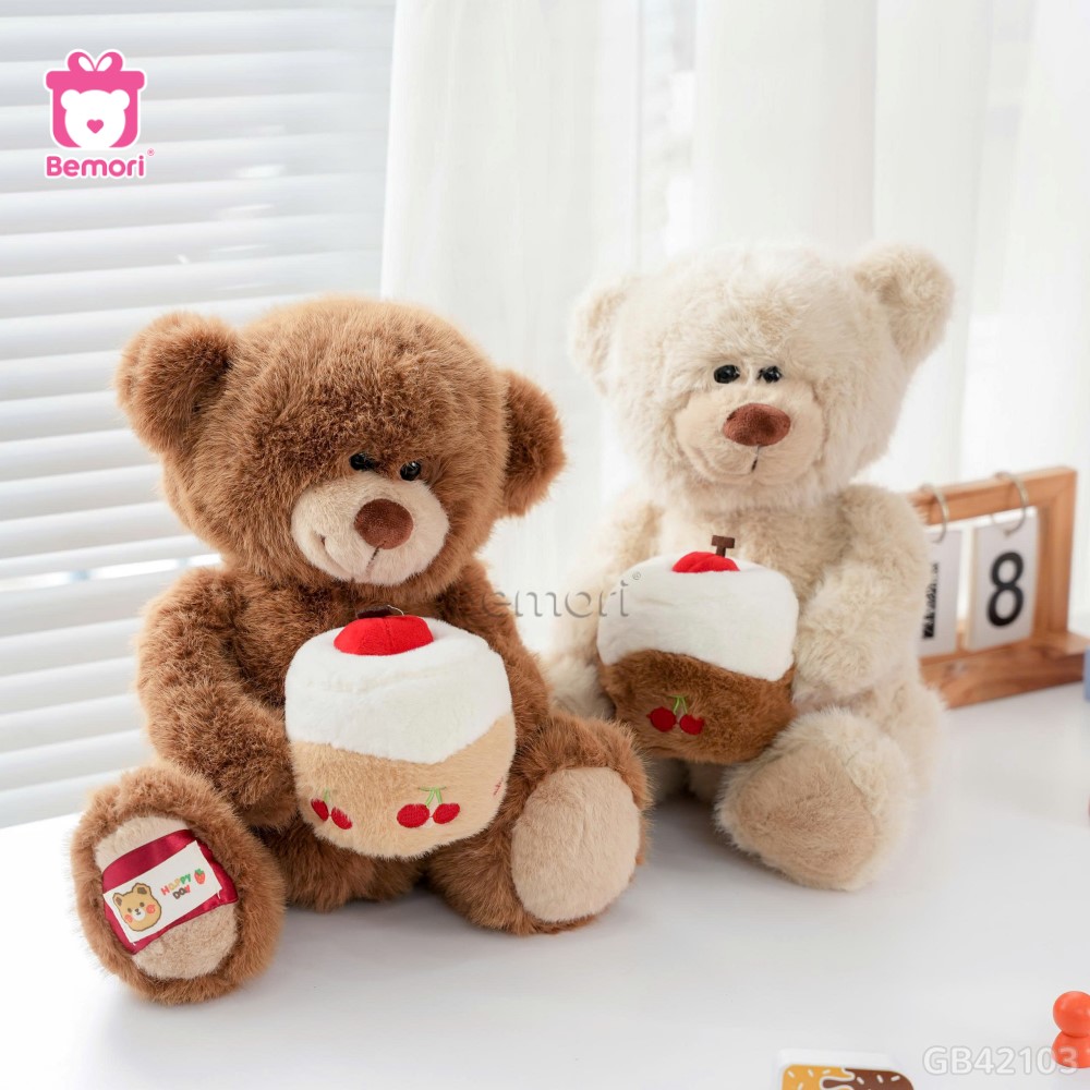 Gấu Bông Lông Tiểu Kim Ôm Bánh