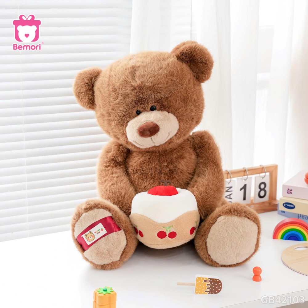 Gấu Bông Lông Tiểu Kim Ôm Bánh
