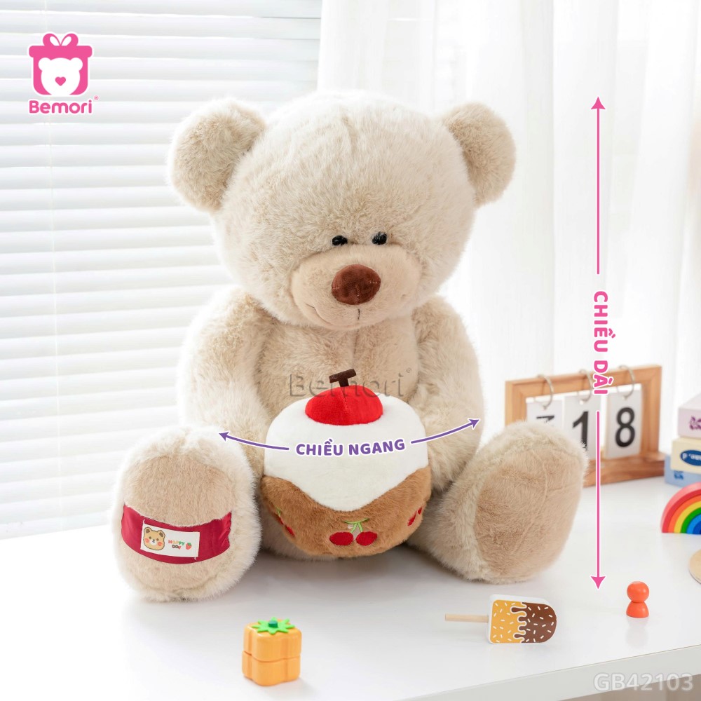 Cách đo kích thước của Gấu Bông Lông Tiểu Kim Ôm Bánh