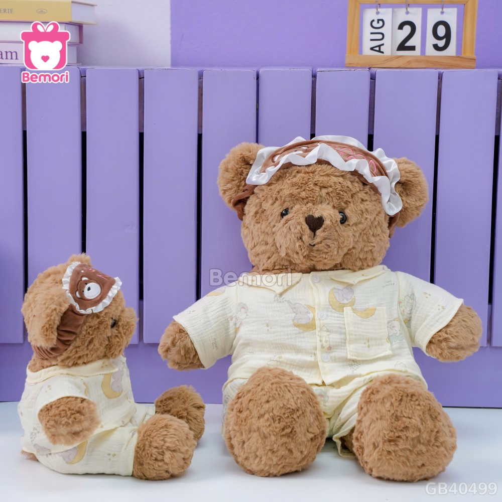 Gấu Bông Mặc Bộ Ngủ Bịt Mắt
