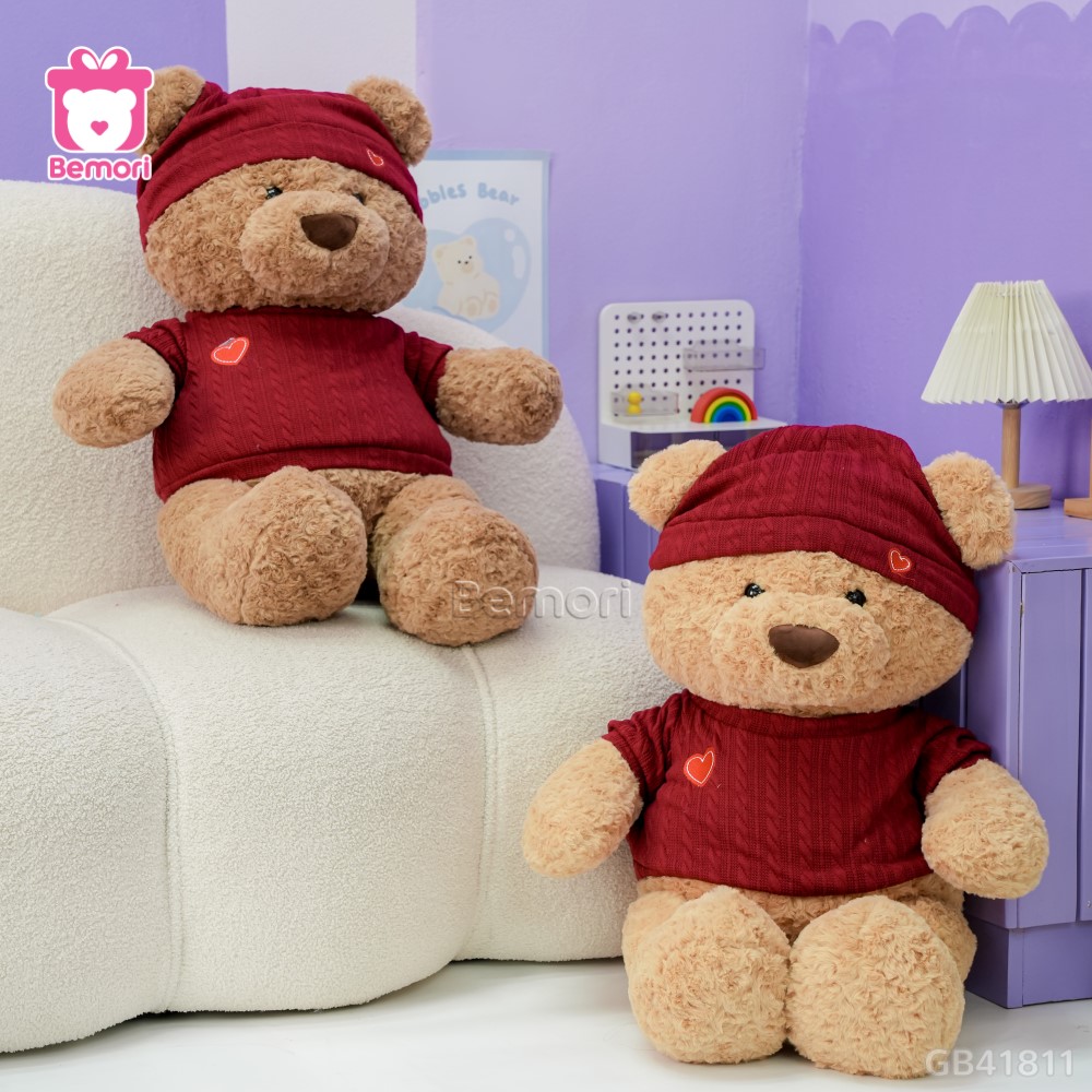 Gấu Bông Nana Áo Mũ Len Đỏ