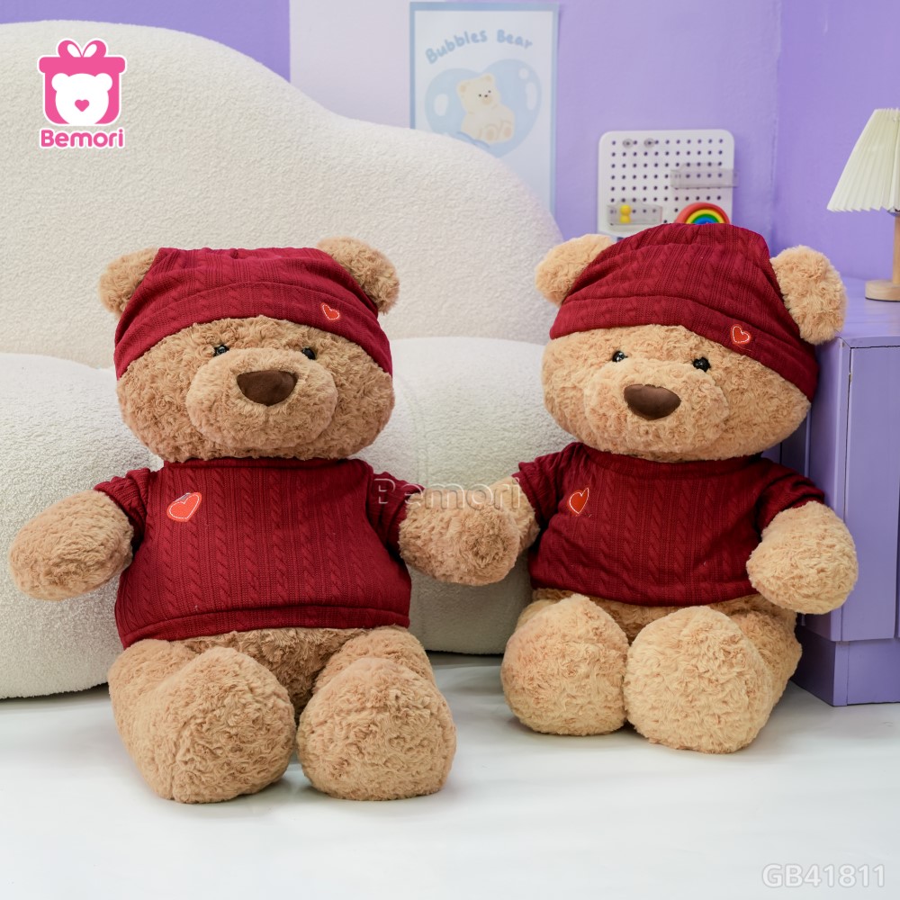 Gấu Bông Nana Áo Mũ Len Đỏ