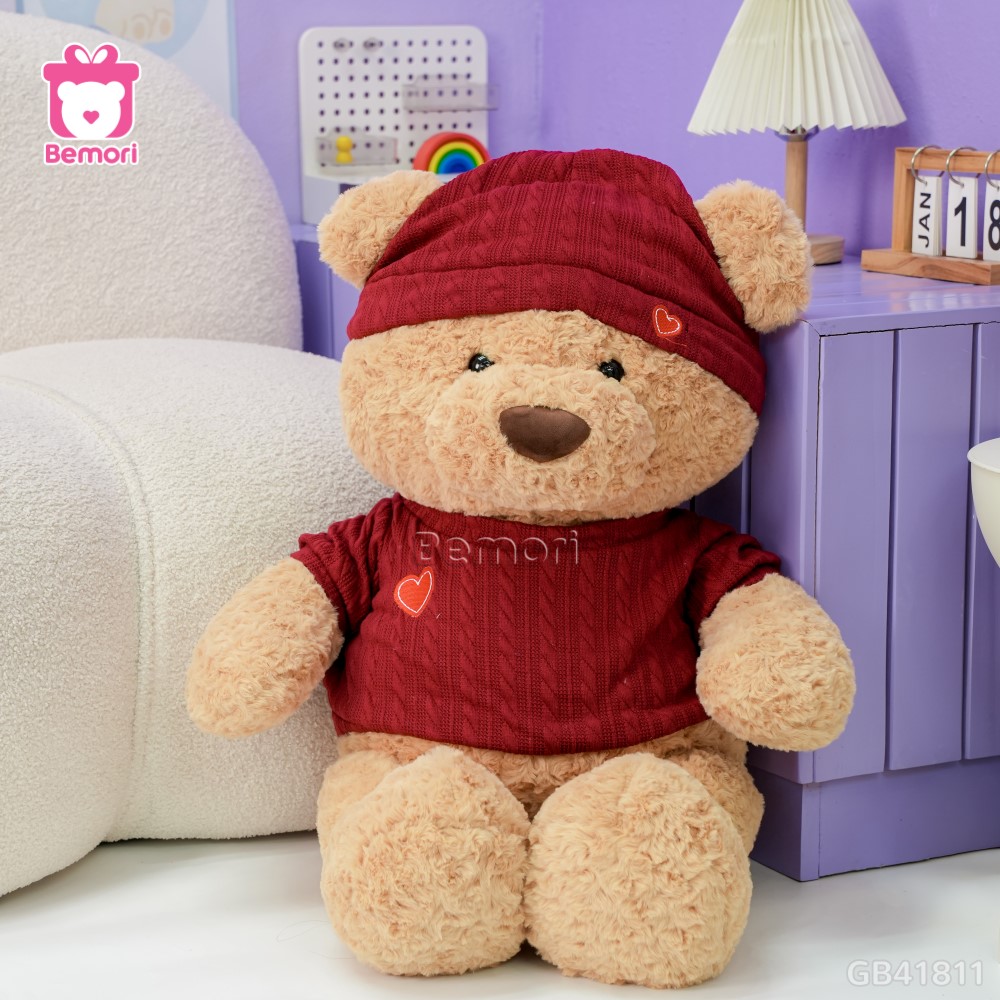 Gấu Bông Nana Áo Mũ Len Đỏ