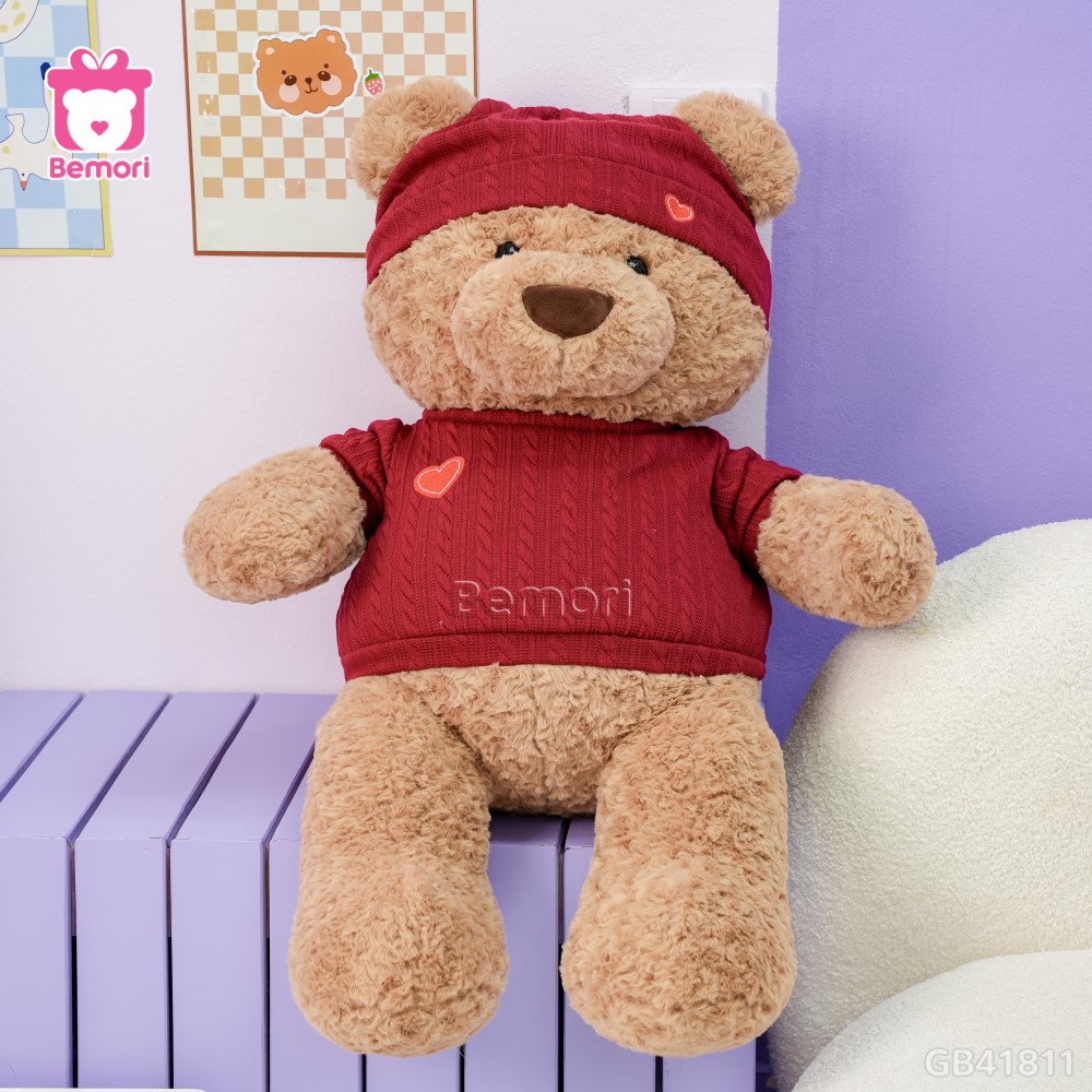 Gấu Bông Nana Áo Mũ Len Đỏ