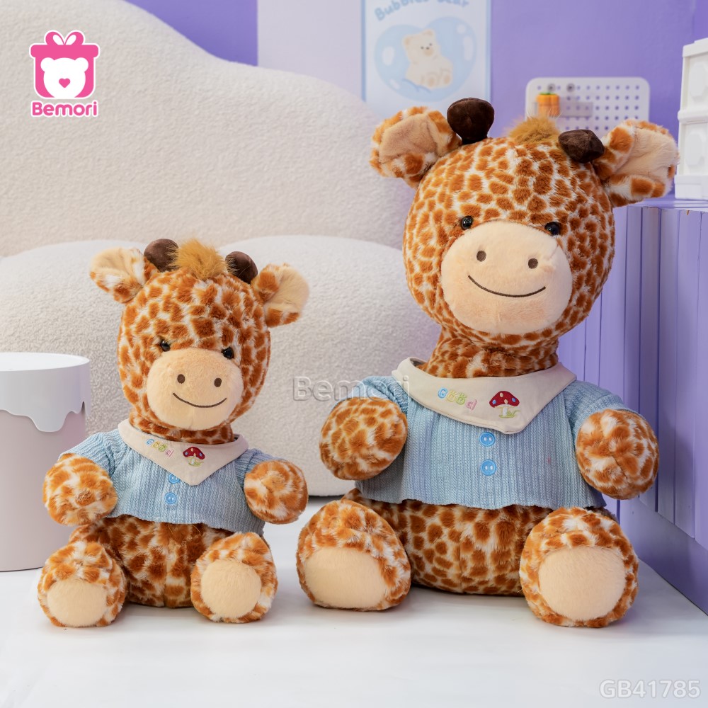 Gấu Bông Hươu Cao Cổ Áo Xanh Dương