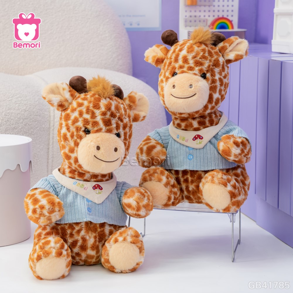 Gấu Bông Hươu Cao Cổ Áo Xanh Dương