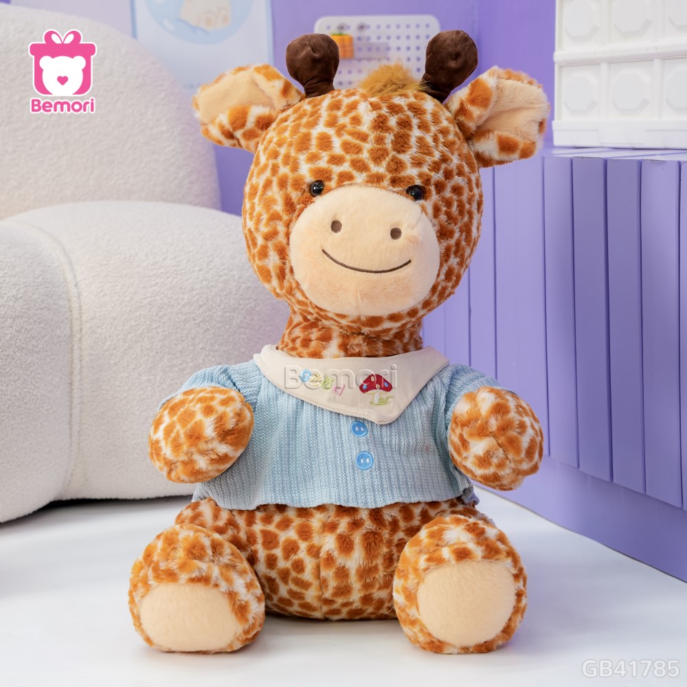 Gấu Bông Hươu Cao Cổ Áo Xanh Dương