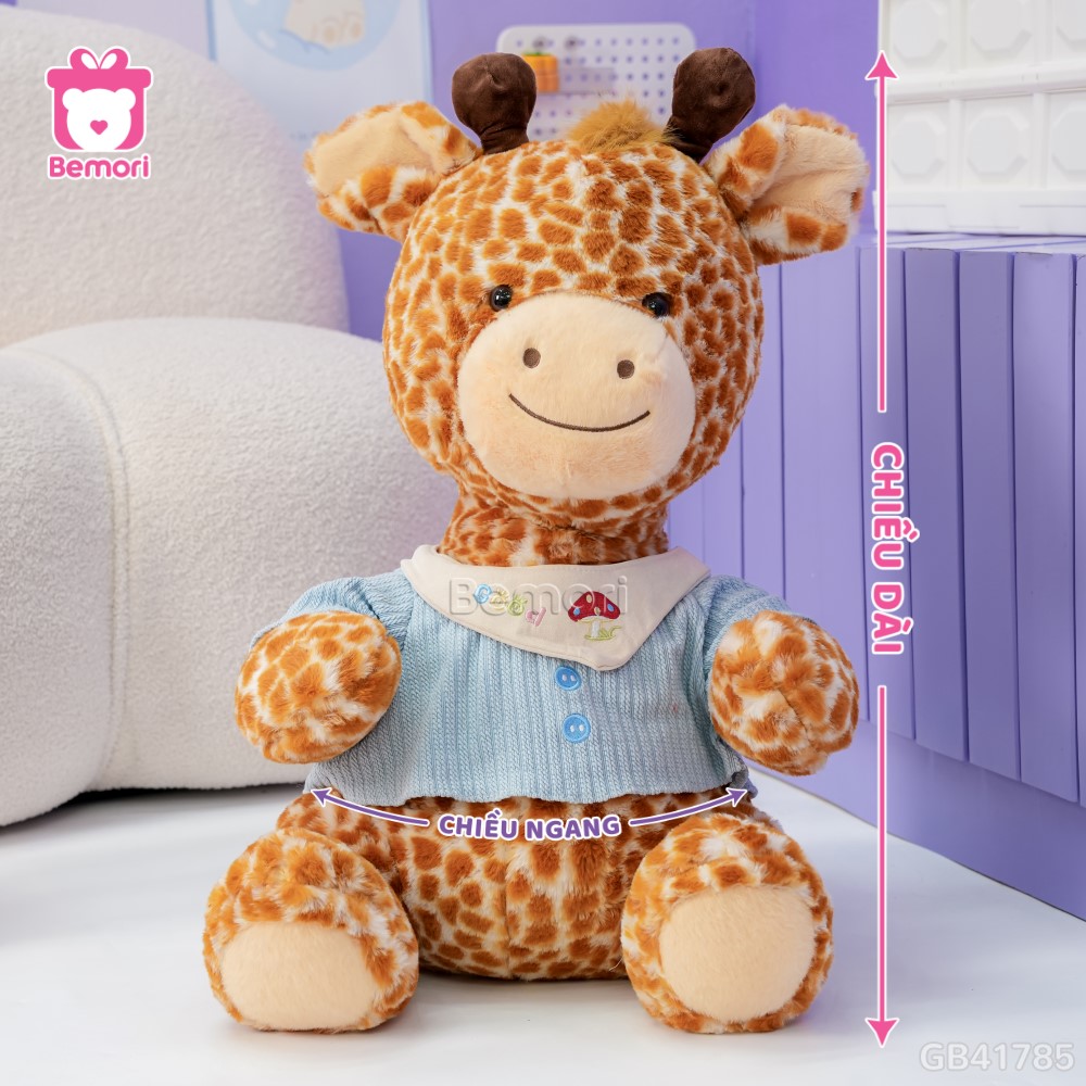 Cách đo kích thước của Gấu Bông Hươu Cao Cổ Áo Xanh Dương