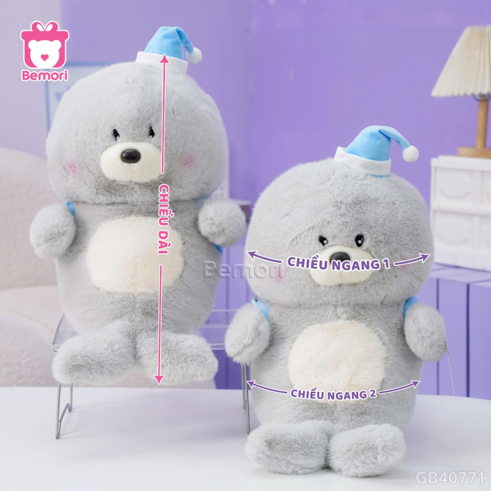 Cách đo kích thước của Gấu Bông Sư Tử Biển Đeo Balo Cánh Cụt