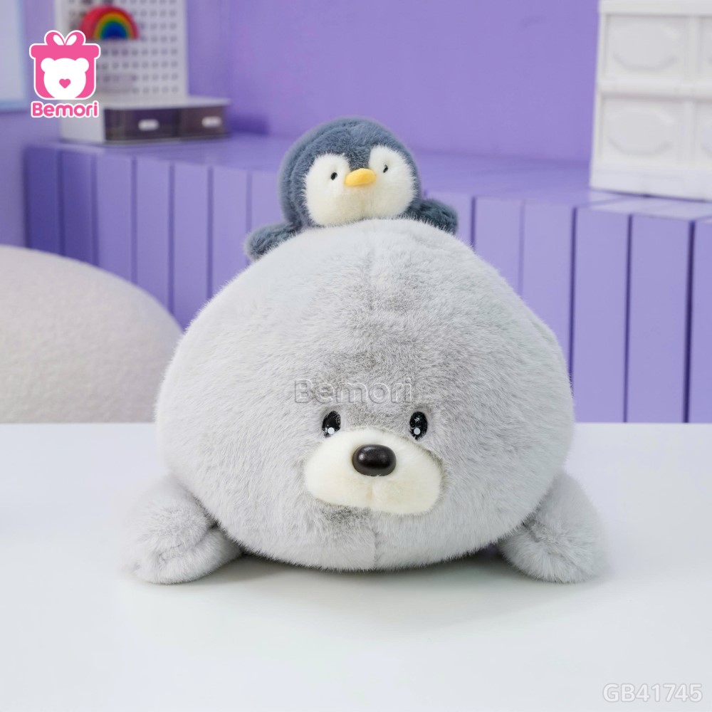 Gấu Bông Sư Tử Biển Nằm Đội Cánh Cụt