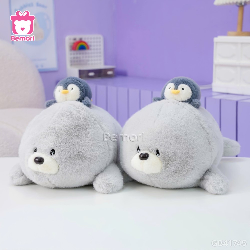 Gấu Bông Sư Tử Biển Nằm Đội Cánh Cụt