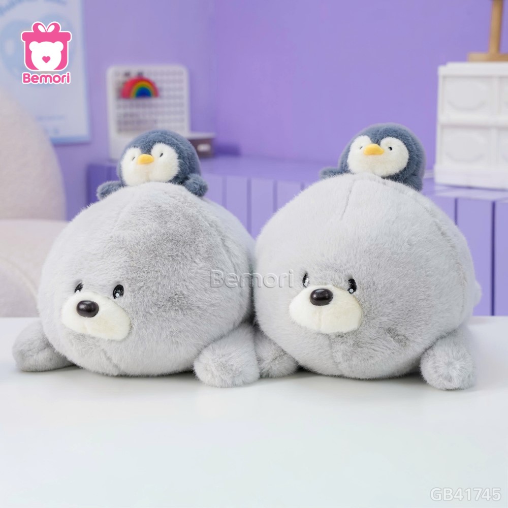 Gấu Bông Sư Tử Biển Nằm Đội Cánh Cụt