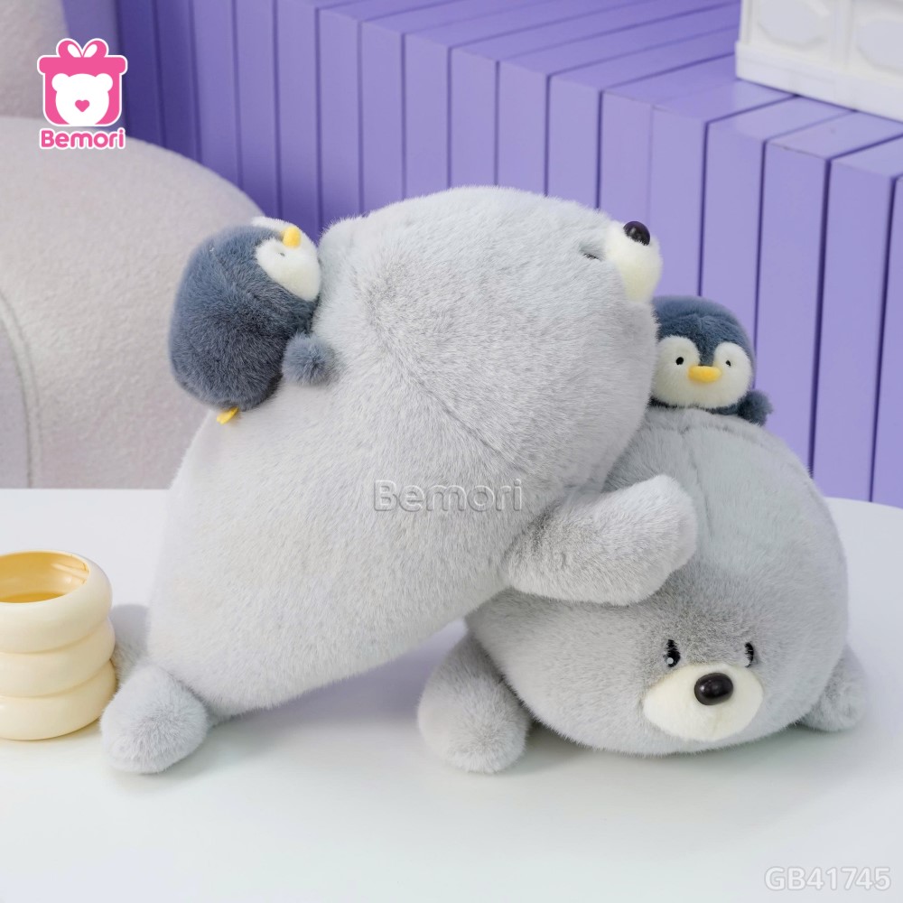 Gấu Bông Sư Tử Biển Nằm Đội Cánh Cụt