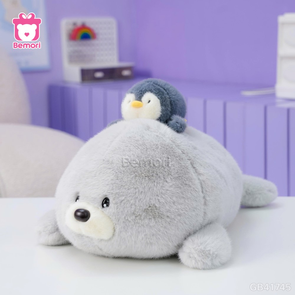 Gấu Bông Sư Tử Biển Nằm Đội Cánh Cụt