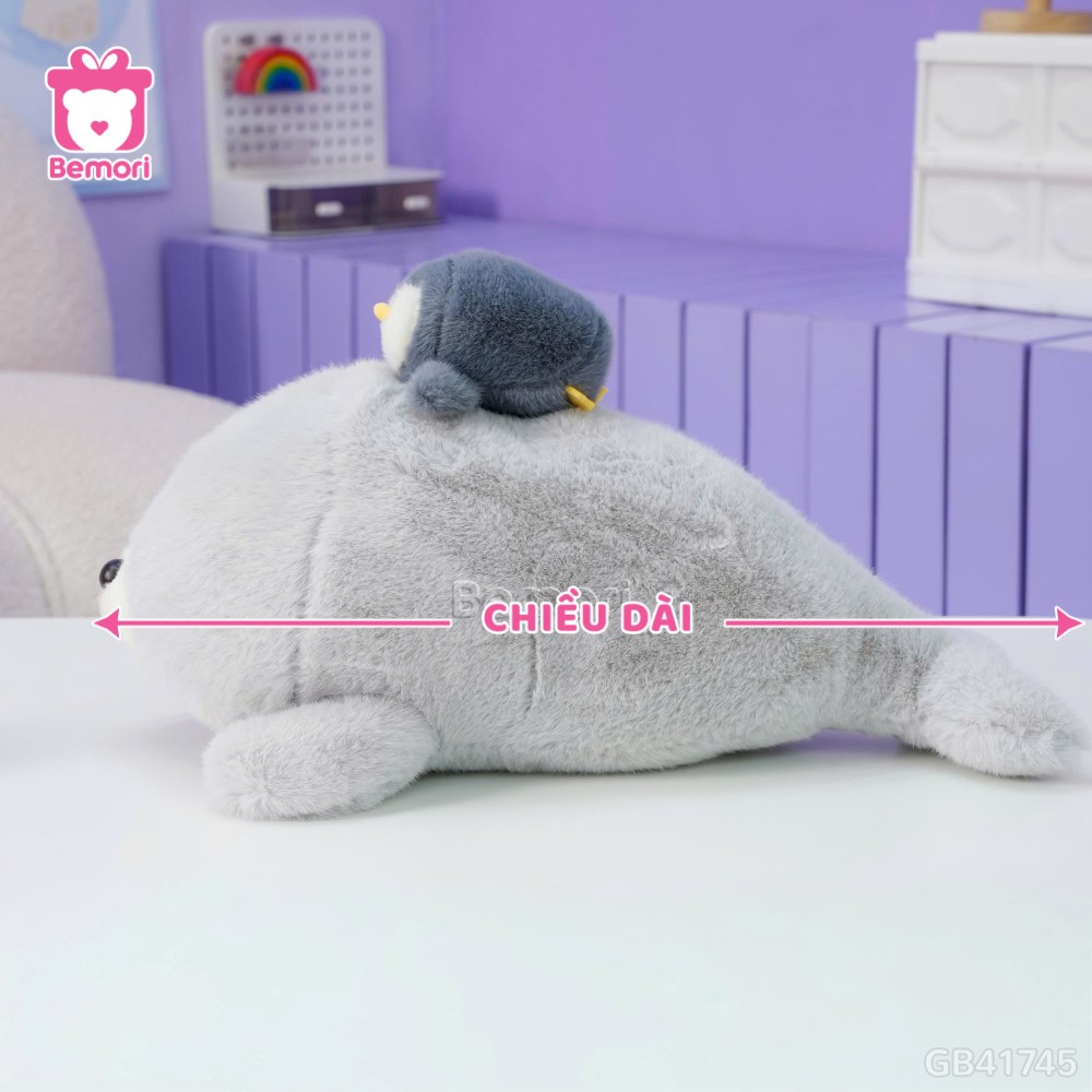 Cách đo chiều dài Gấu Bông Sư Tử Biển Nằm Đội Cánh Cụt