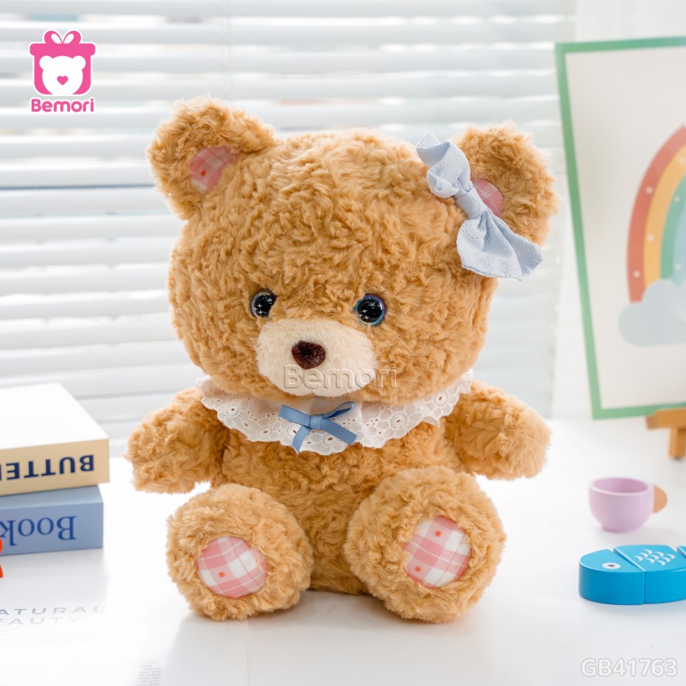 Thú Bông Ngồi Đội Nơ Chân Caro