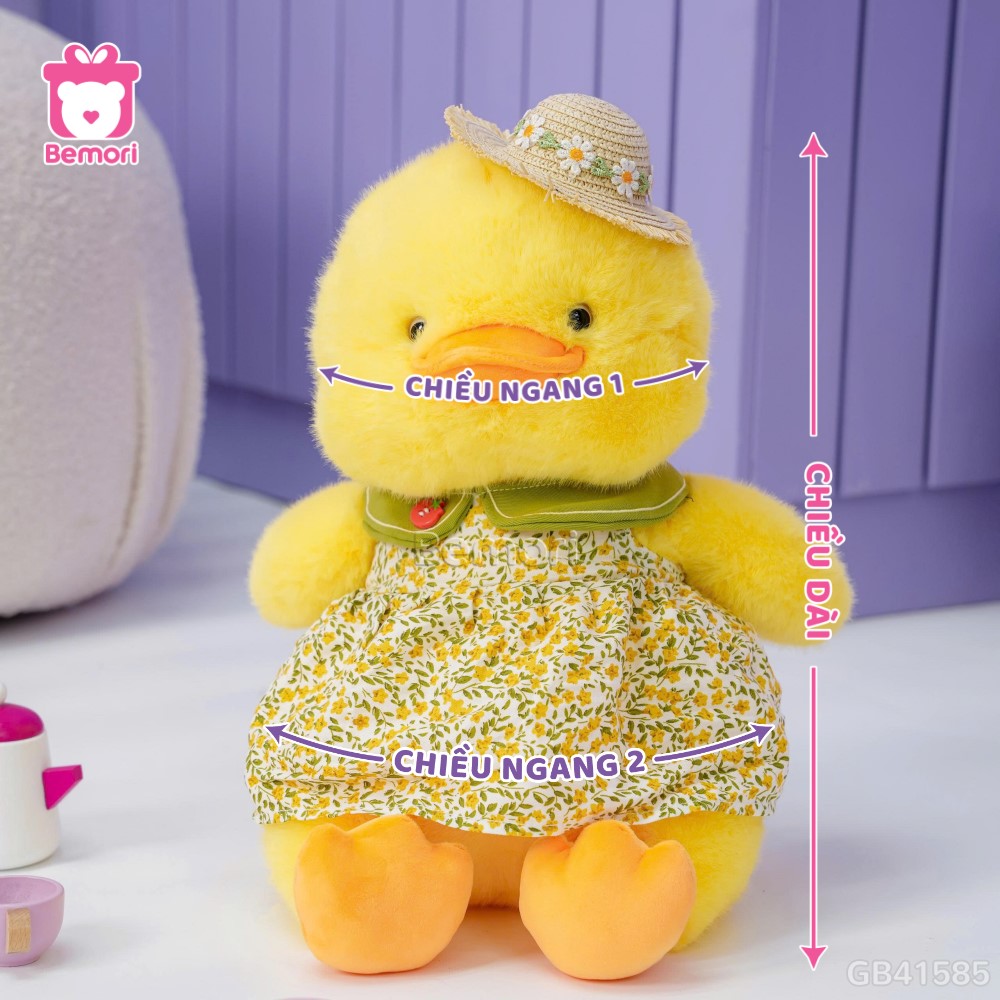 Cách đo kích thước của Vịt Bông Con Mặc Váy Hoa Nhí