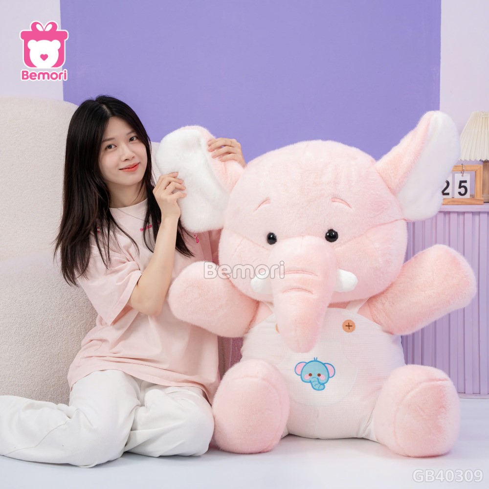 Voi Bông Mặc Yếm 80cm - Hồng